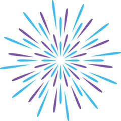 Abstract burst pattern fireworks. Flat colorful star shaped firework geometric pattern. Carnival celebration explosion, birthday party festive decoration,