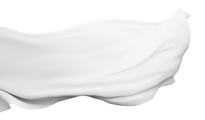 White cloth flying in the wind isolated on white background 3D render