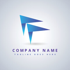 Arrow Logo Template. Vector Abstract Material Design, Flat And Line Style,Arrows Two Directions Focused On Corporate Invest Business Logo Design Vector Template. Financial Investment Logotype Concept