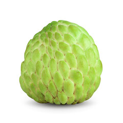 Sugar apple or custard apple, whole ripe exotic tropical fruit isolated on a white background
