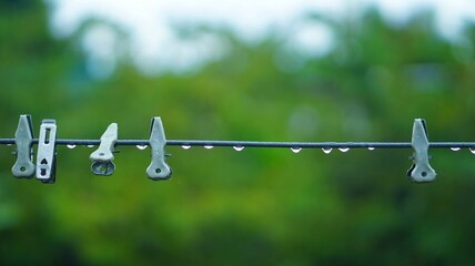 clothes peg on a clothesline
