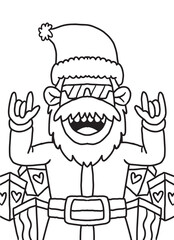 Cool Santa Christmas Doodle Coloring Page