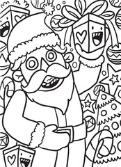 Fototapeta na wymiar Santa Claus Christmas Doodle Coloring Page