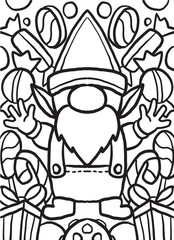 Obraz premium Gnome Christmas Doodle Coloring Page