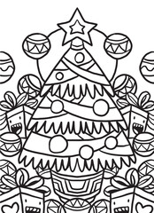 Christmas Tree Doodle Coloring Page