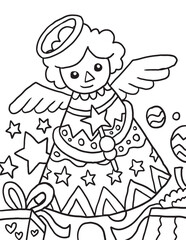 Fairy Christmas Doodle Coloring Page