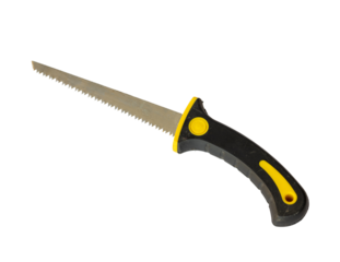 Small saw on white isolated background