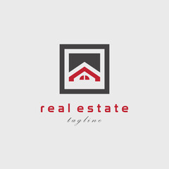 real estate window and roof concept logo vector design