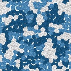 Blue Rose Bud Seamless Pattern