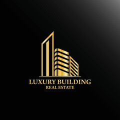 Real Estate Golden Icon - Vector Colorful Architecture Concept Symbol Or Logo Element On Dark Background