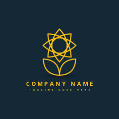 Stock Vector Sun Flower Shine Bright Yellow Colour Logo Design