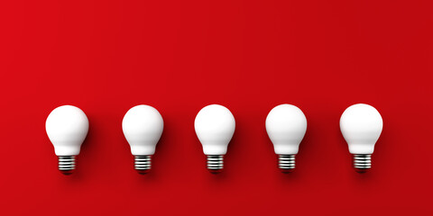Idea light bulbs - flat lay - 3D