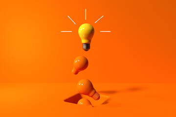 One out unique idea light bulb with a hole on the floor - 3D