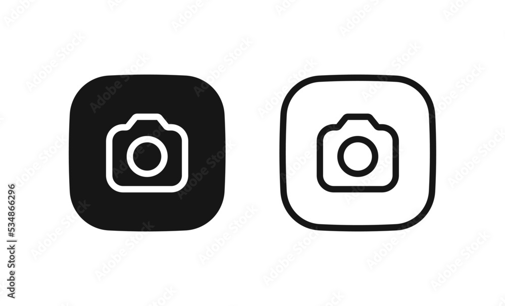Poster camera icon, photo camera symbol, snapshot icon in filled, thin line, outline and stroke style for a