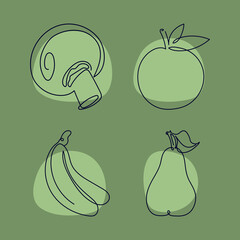 icons set healthy food