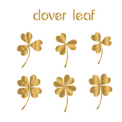 Gold clover leaves for your festive design, print, invitation, greeting cards.Beautiful illustration gold clover leaves. 