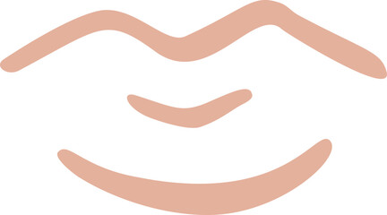 Abstract organic human lips shape illustration. Minimalistic liquid form face mouth, organic or geometric kiss symbol for modern abstract design or trendy fashion pattern