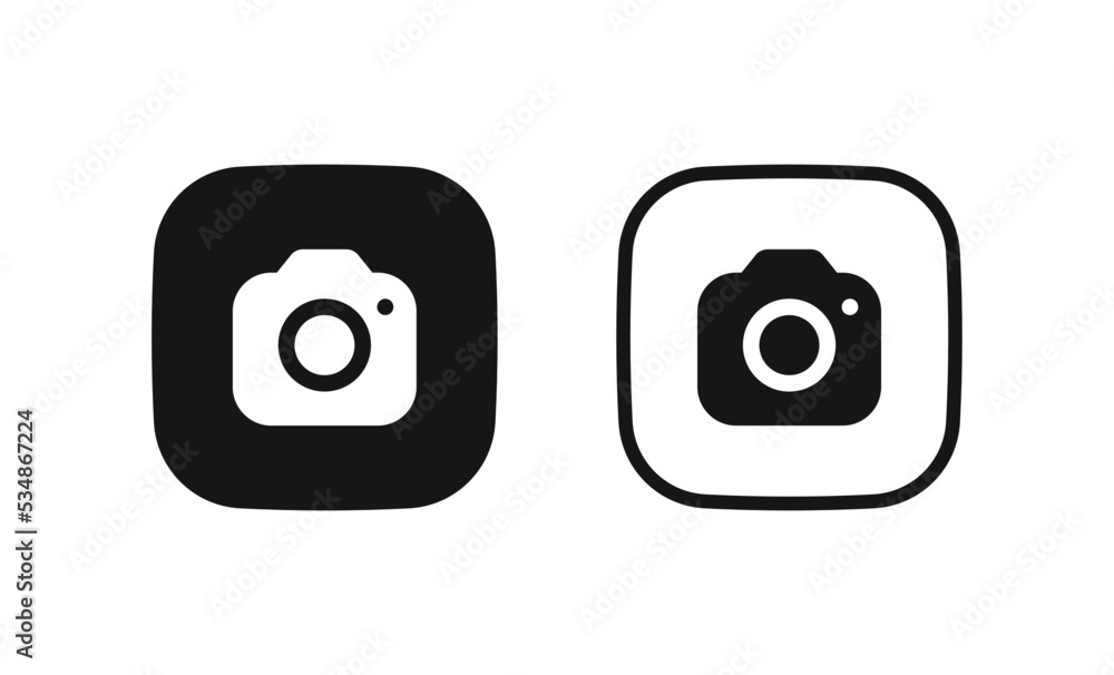 Poster camera icon, photo camera symbol, snapshot icon in filled, thin line, outline and stroke style for a