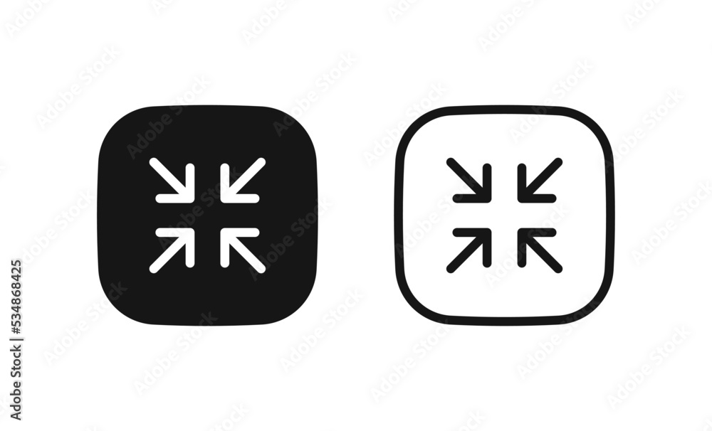 Poster minimize icon rally compact size small scale arrows icons . shrink icon resize in arrows