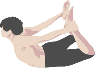 ヨガの弓のポーズの男性のベクターイラスト
