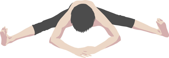 開脚ストレッチをする男性のベクターイラスト