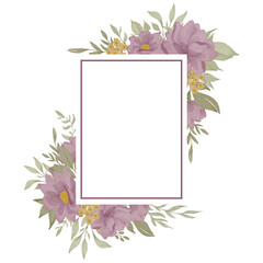 isolated rose flower watercolor gold frame decoration