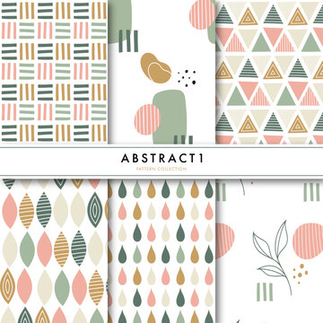 手書きの秋の配色パターンセット　Abstract Hand Drawn Pattern Set