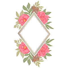 set of elegant rose flower frame watercolor