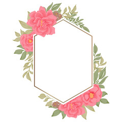 set of elegant rose flower frame watercolor
