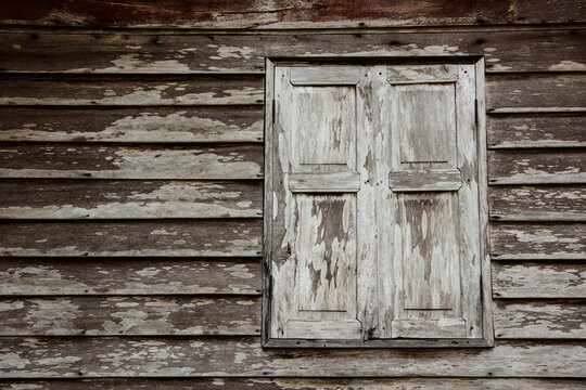 Old wood window of Thai wooden house