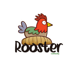 Funny rooster company logo template