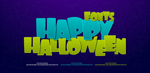happy halloween comics alphabet font. Typography comic logo or movie fonts designs concept. vector illustration