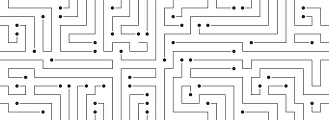 Future circuit board connect dots and lines banner background template. Network technology database graphic vector.