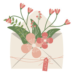 Envelope with pink flowers