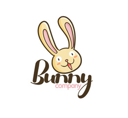 Cute bunny company logo template