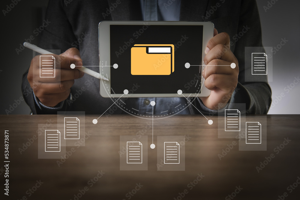Poster stack documents file business paper pile of documents folder on desk paperwork accounting concept