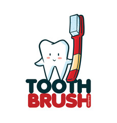 Cute tooth brush company logo template