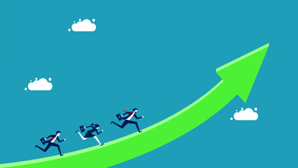 Obraz na płótnie Canvas Business growth. businessman running on a growing arrow vector illustration
