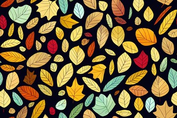 Fototapeta na wymiar Autumn forest abstract seamless pattern. Watercolor hand drawn illustration.