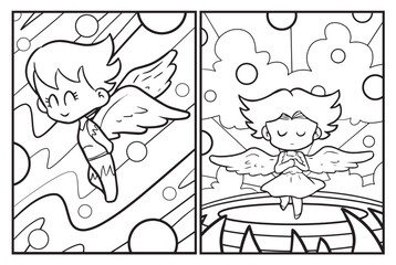Cute angel cartoon coloring pages