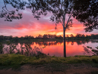 sunset over the river