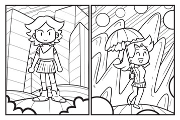 Cute sport girl cartoon coloring pages