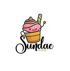 Cute sundae company logo template