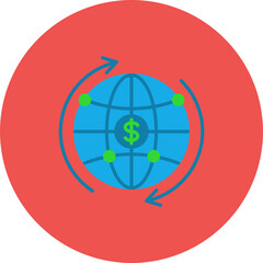 Worldwide Multicolor Circle Flat Icon