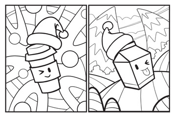 Cute christmas milk cartoon coloring pages