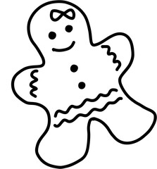 doodle freehand sketch drawing of ginger bread cookie.
