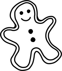doodle freehand sketch drawing of ginger bread cookie.