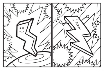 Cute thunder character cartoon coloring pages