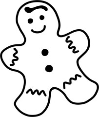 doodle freehand sketch drawing of ginger bread cookie.