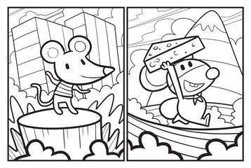 Cute mouse cartoon coloring pages